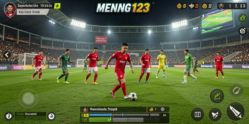 Tampilan gameplay sepak bola yang seru dan mendebarkan di MENANG123.